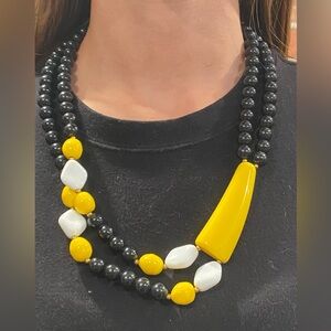 Chic Black and Yellow Beaded Necklace